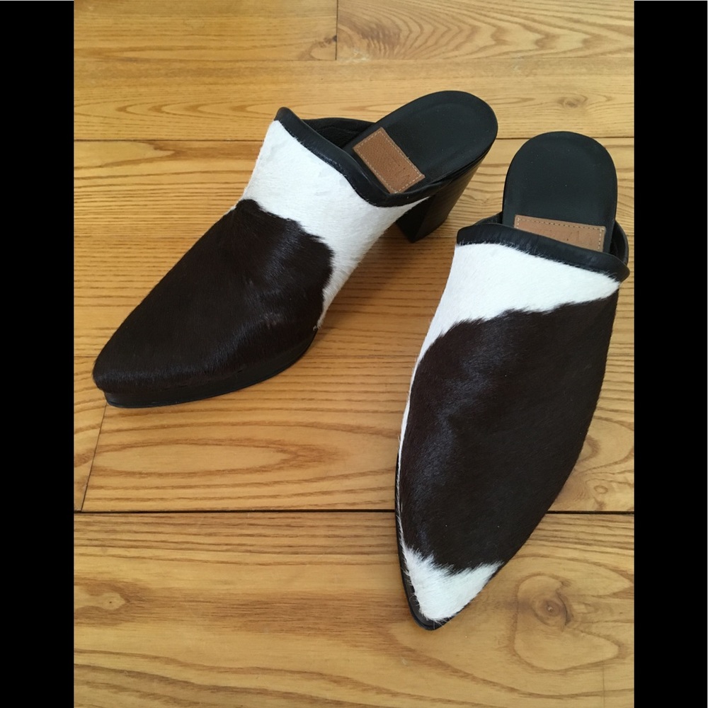 Western cow hide mules Anthropologie